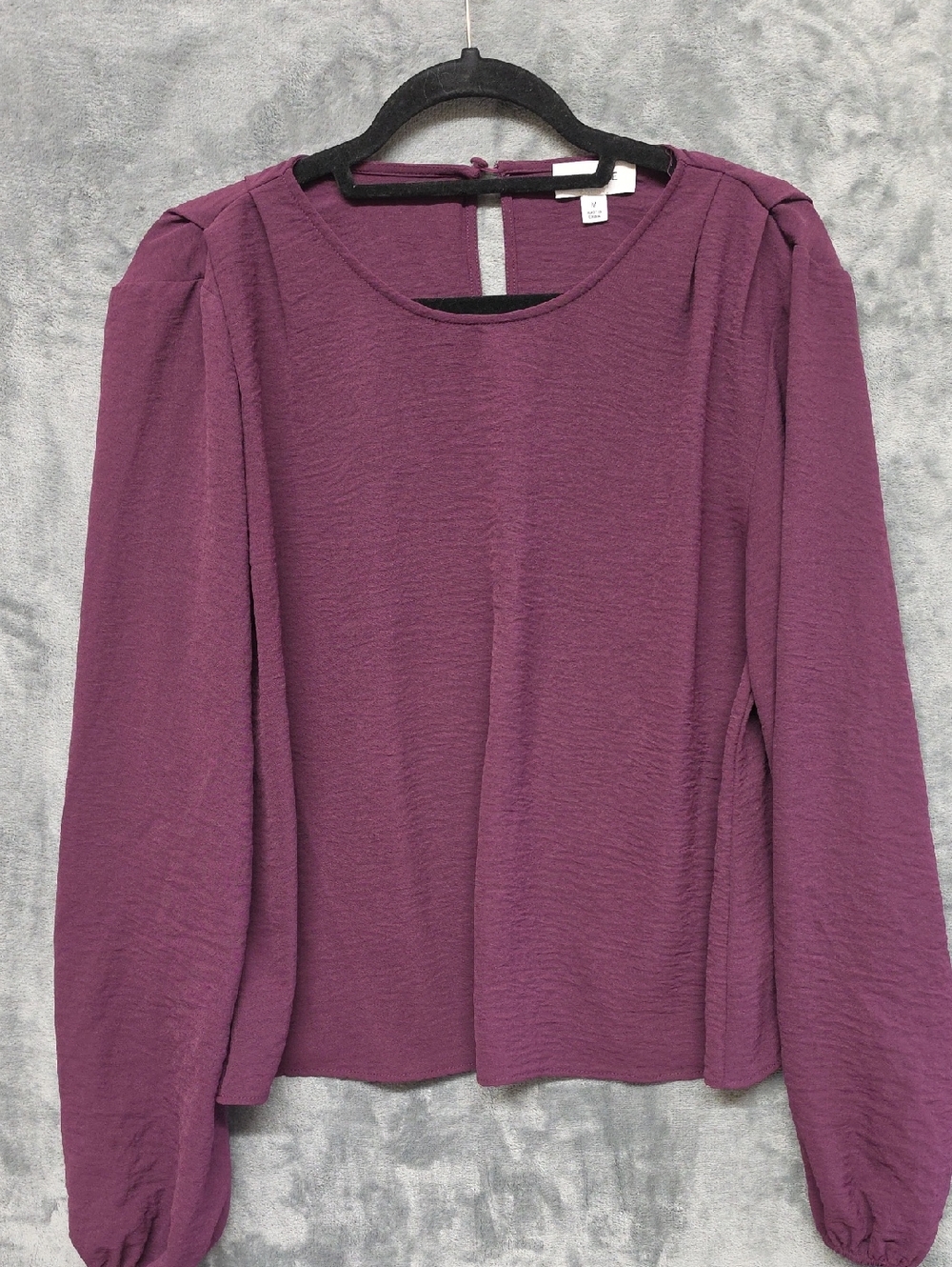 Evereve Plum Long Sleeve Puff Shoulder Top